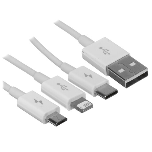 Купить Кабель круглый Baseus Lightning 8-pin, micro USB, USB Type-C - USB 2.0 Type-A белый 1 м  9260737. Характеристики, отзывы и цены в Донецке