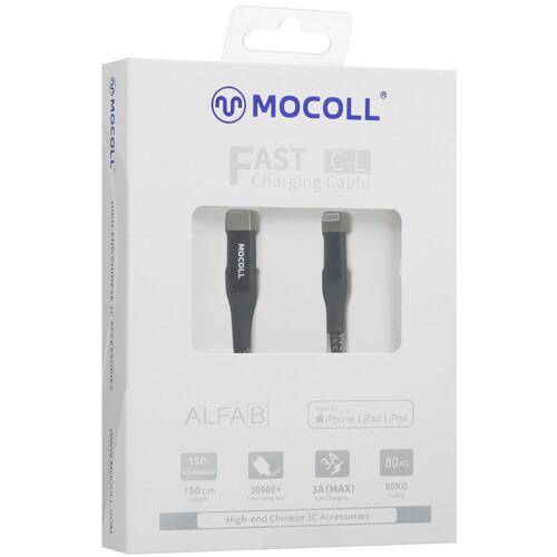 Купить Кабель круглый MOCOLL Lightning 8-pin MFI - USB Type-C черный 1.5 м  5470427. Характеристики, отзывы и цены в Донецке
