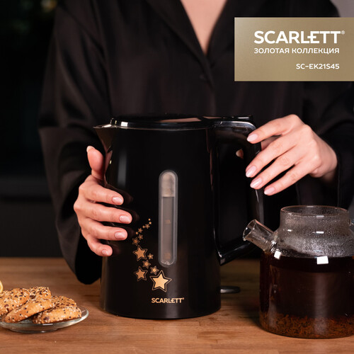 Купить Электрочайник Scarlett SC-EK21S45 черный  9240130. Характеристики, отзывы и цены в Донецке