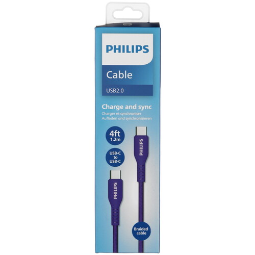 Купить Кабель круглый PHILIPS USB Type-C - USB Type-C фиолетовый 1.2 м  5492645. Характеристики, отзывы и цены в Донецке