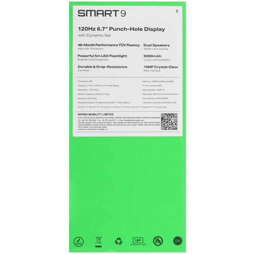 Купить 6.7" Смартфон Infinix SMART 9 128 ГБ зеленый  5488699. Характеристики, отзывы и цены в Донецке