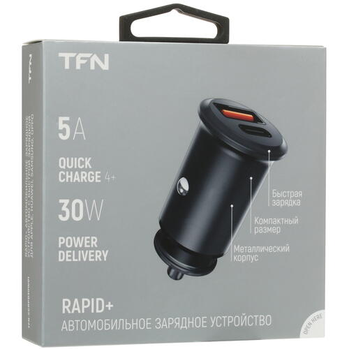 Купить Автомобильное ЗУ TFN RAPID+SCP/QC/PD 30W черный  4801968. Характеристики, отзывы и цены в Донецке