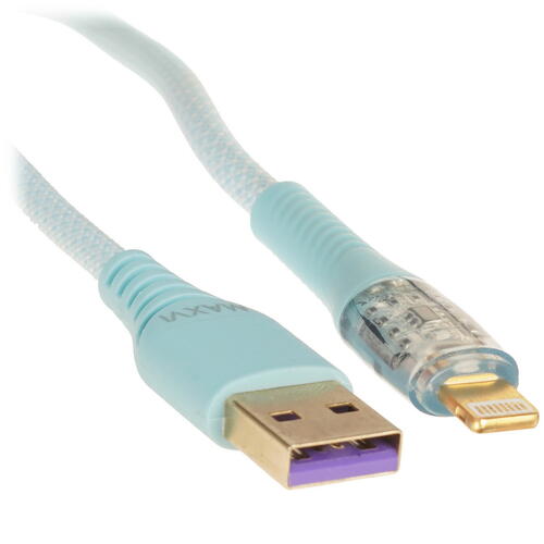 Купить Кабель круглый Maxvi Lightning 8-pin - USB 2.0 Type-A голубой 1.2 м  9087705. Характеристики, отзывы и цены в Донецке