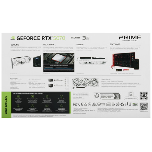 Купить Видеокарта ASUS GeForce RTX 5070 PRIME WHITE OC Edition  5631270. Характеристики, отзывы и цены в Донецке