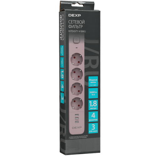 Купить Сетевой фильтр DEXP Intensity 418WU Beige бежевый  5419962. Характеристики, отзывы и цены в Донецке