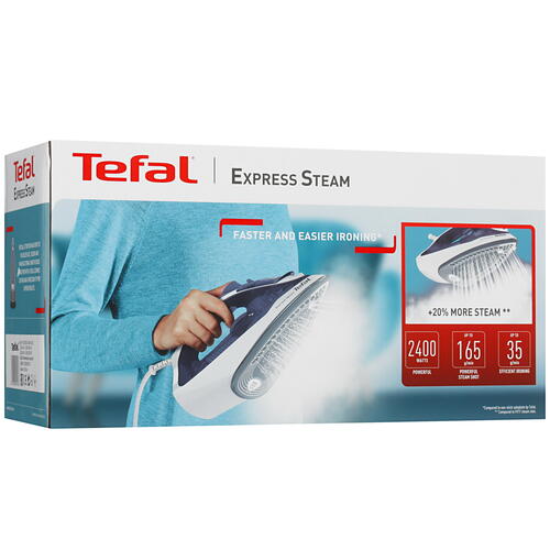 Купить Утюг Tefal Express Steam FV2837E0 синий  4790642. Характеристики, отзывы и цены в Донецке