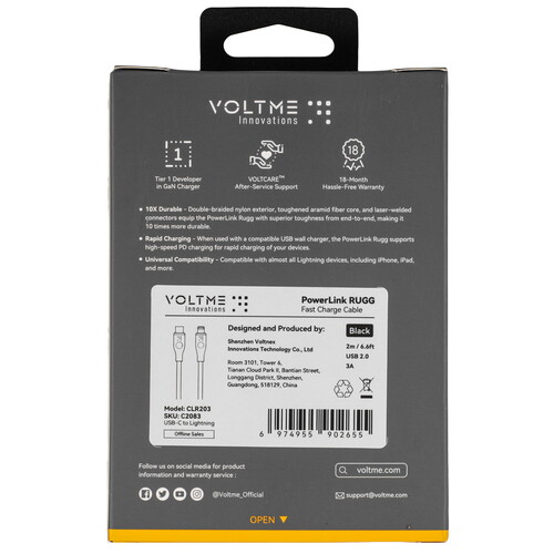 Купить Кабель круглый VOLTME Lightning 8-pin - USB Type-C черный 2 м  9210879. Характеристики, отзывы и цены в Донецке