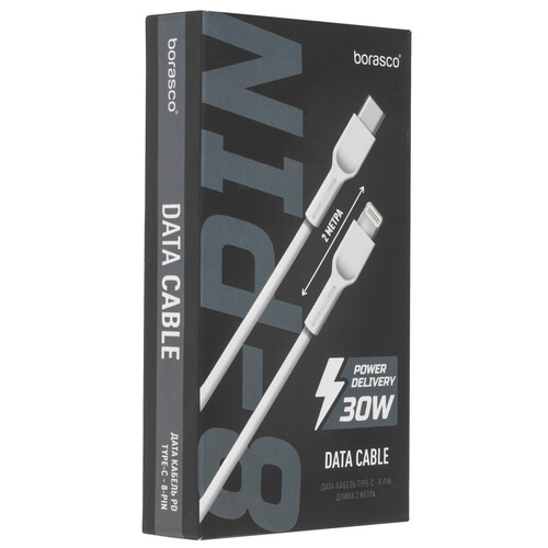 Купить Кабель круглый BoraSCO Lightning 8-pin - USB Type-C белый 2 м  5614055. Характеристики, отзывы и цены в Донецке