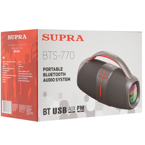 Купить Портативная колонка SUPRA BTS-770, серый  9230957. Характеристики, отзывы и цены в Донецке