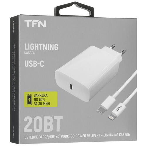 Купить Сетевое зарядное устройство TFN RAPID Type-C PD 20W белый  5367353. Характеристики, отзывы и цены в Донецке