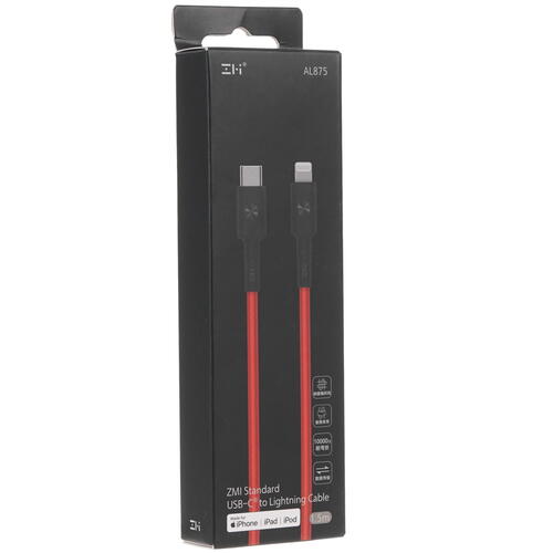 Купить Кабель круглый ZMI Lightning 8-pin MFI - USB Type-C красный 1.5 м  5099594. Характеристики, отзывы и цены в Донецке