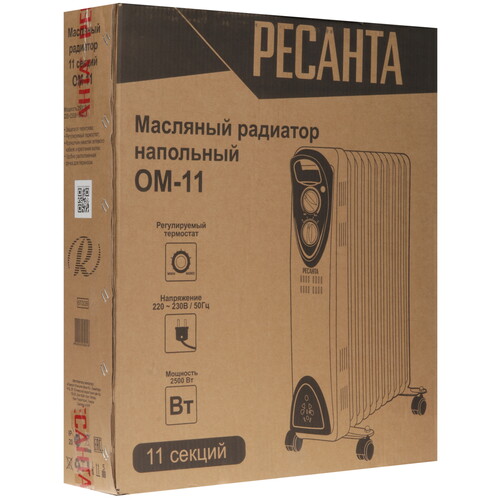Купить Масляный обогреватель Ресанта ОМ-11 белый  9291745. Характеристики, отзывы и цены в Донецке