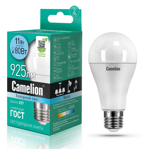 Купить Лампа светодиодная Camelion LED A60-11w-845-E27  1109772. Характеристики, отзывы и цены в Донецке