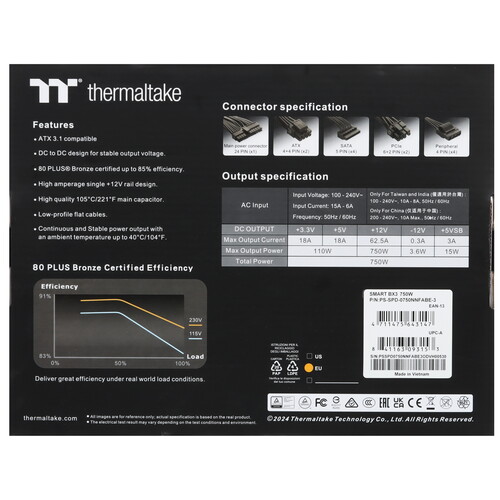 Купить Блок питания Thermaltake Smart BX3 750W  5638544. Характеристики, отзывы и цены в Донецке