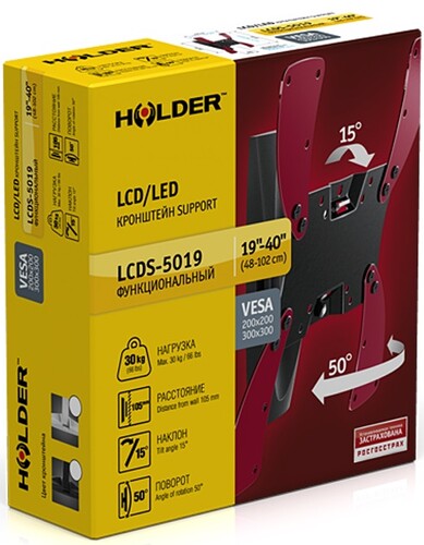 Купить Кронштейн для ТВ Holder LCDS-5019 черный  0123692. Характеристики, отзывы и цены в Донецке