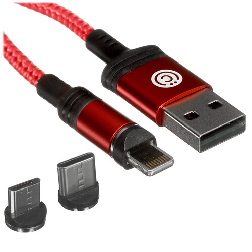 Купить Кабель круглый ВСЕГАЗИН Lightning 8-pin, micro USB, USB Type-C - USB 2.0 Type-A красный 1 м  5482506. Характеристики, отзывы и цены в Донецке