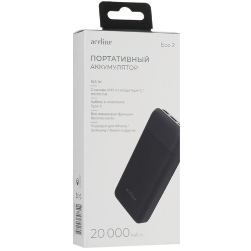 Купить Портативный аккумулятор Aceline Eco 2 черный  9101962. Характеристики, отзывы и цены в Донецке