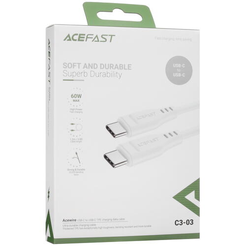 Купить Кабель круглый ACEFAST USB Type-C - USB Type-C белый 1.2 м  5415411. Характеристики, отзывы и цены в Донецке