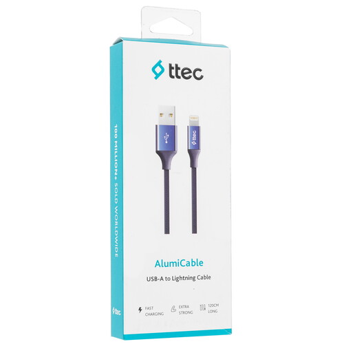Купить Кабель круглый TTEC Lightning 8-pin - USB 2.0 Type-A синий 1.2 м  9140784. Характеристики, отзывы и цены в Донецке