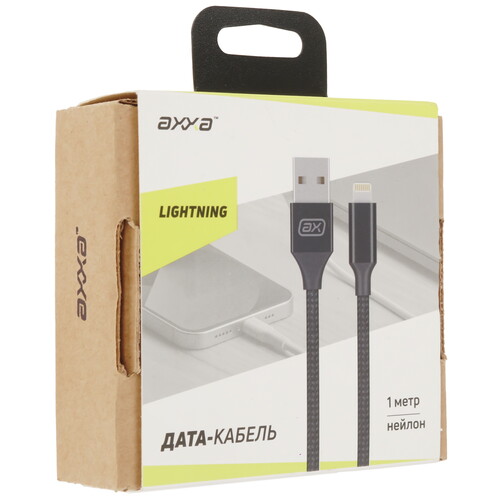 Купить Кабель круглый AXXA Lightning 8-pin - USB 2.0 Type-A черный 1 м  9113441. Характеристики, отзывы и цены в Донецке