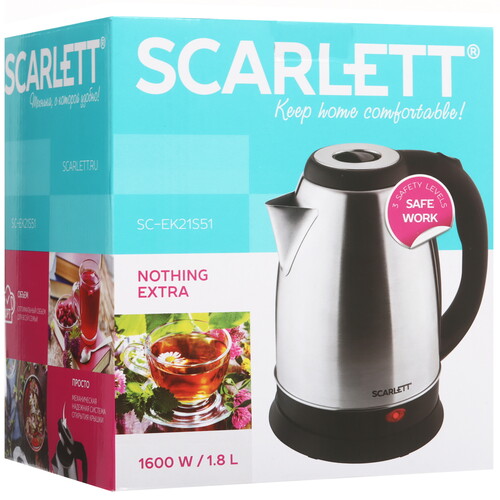 Купить Электрочайник Scarlett SC-EK21S51 серебристый  8115753. Характеристики, отзывы и цены в Донецке