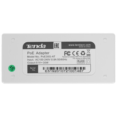 Купить Инжектор PoE Tenda PoE30G-AT  1267899. Характеристики, отзывы и цены в Донецке