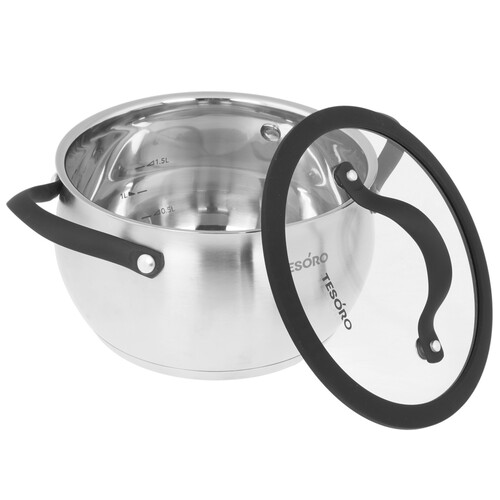 Купить Кастрюля Tesoro Rimini КС726 2.6 л 18 см серебристый  9165218. Характеристики, отзывы и цены в Донецке
