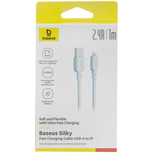 Купить Кабель круглый Baseus Lightning 8-pin - USB 2.0 Type-A голубой 1 м  5627431. Характеристики, отзывы и цены в Донецке