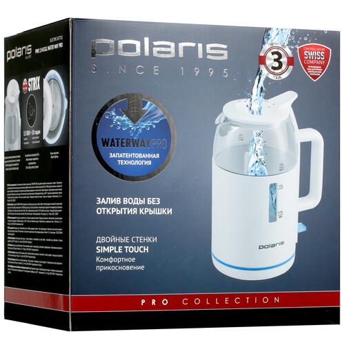 Купить Электрочайник Polaris PWK 1545 CGL Water Way Pro белый  9901077. Характеристики, отзывы и цены в Донецке