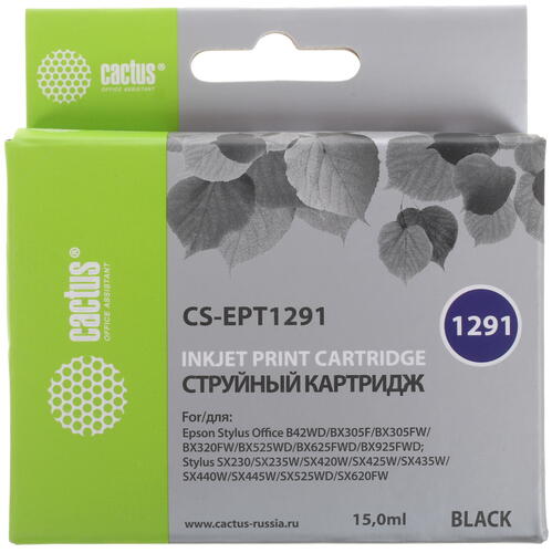 Купить Картридж Cactus CS-EPT1291 черный  7930606. Характеристики, отзывы и цены в Донецке