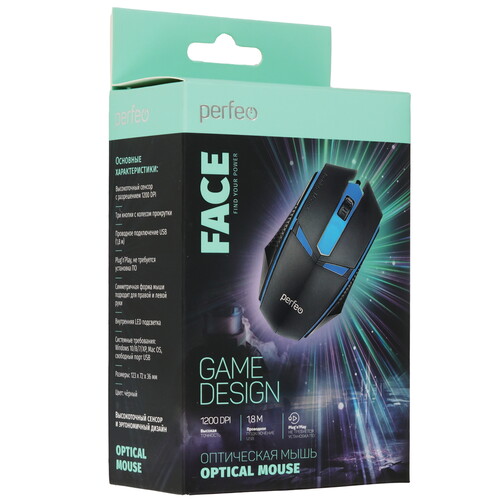 Купить Мышь проводная Perfeo FACE  9225525. Характеристики, отзывы и цены в Донецке