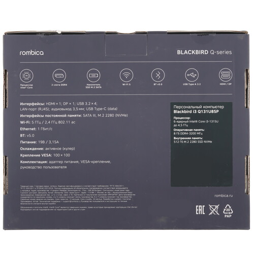 Купить Мини ПК Rombica Blackbird i3 Q131U85P  5473589. Характеристики, отзывы и цены в Донецке