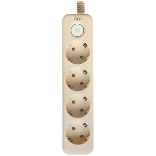 Купить Сетевой фильтр AGNI TP-FD4E бежевый  9289276. Характеристики, отзывы и цены в Донецке