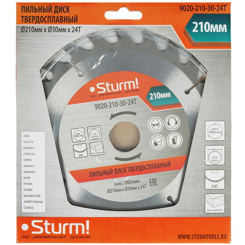Купить Диск пильный Sturm! 9020-210x30x24T  1287311. Характеристики, отзывы и цены в Донецке
