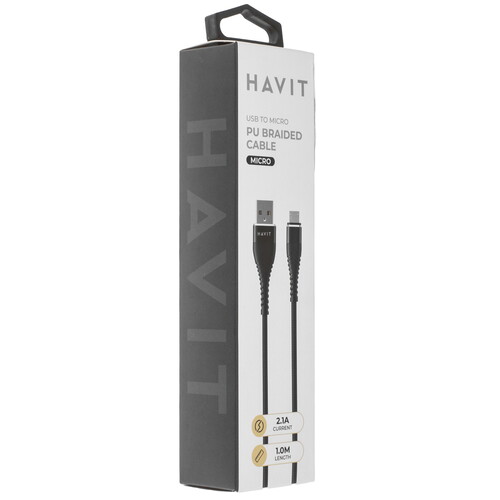 Купить Кабель круглый HAVIT micro USB - USB 2.0 Type-A черный 1 м  9228923. Характеристики, отзывы и цены в Донецке