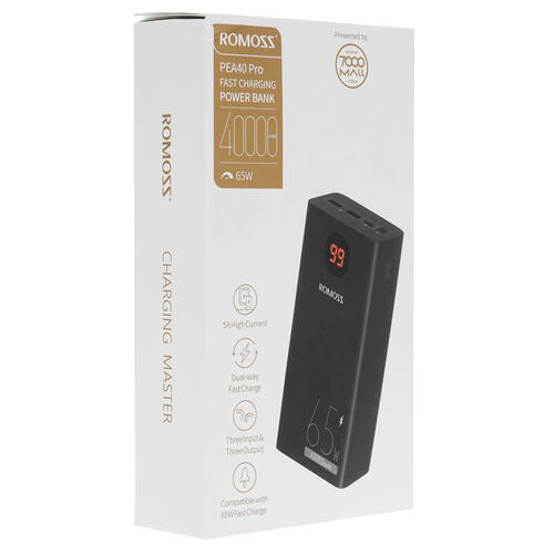 Купить Портативный аккумулятор Romoss PEA40 Pro черный  5052251. Характеристики, отзывы и цены в Донецке