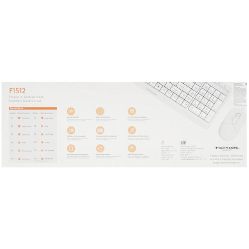 Купить Клавиатура+мышь  проводная  A4Tech Fstyler F1512 белый  4827020. Характеристики, отзывы и цены в Донецке