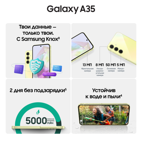 Купить 6.6" Смартфон Samsung Galaxy A35 128 ГБ желтый  9084578. Характеристики, отзывы и цены в Донецке