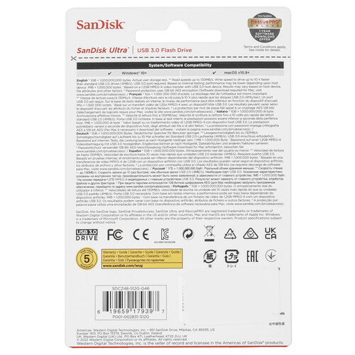 Купить Память USB Flash 512 ГБ SanDisk Ultra [SDCZ48-512G-G46]  5470887. Характеристики, отзывы и цены в Донецке