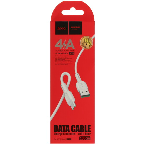 Купить Кабель круглый Hoco micro USB - USB 2.0 Type-A белый 1 м  5470822. Характеристики, отзывы и цены в Донецке