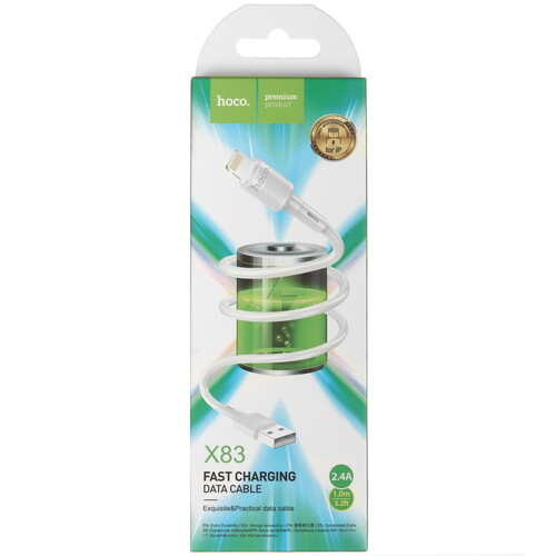 Купить Кабель круглый Hoco Lightning 8-pin - USB 2.0 Type-A белый 1 м  5475133. Характеристики, отзывы и цены в Донецке