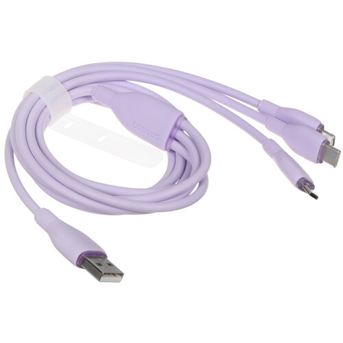 Купить Кабель круглый Baseus Lightning 8-pin, micro USB, USB Type-C - USB 2.0 Type-A фиолетовый 1.3 м  5627515. Характеристики, отзывы и цены в Донецке