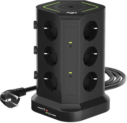 Купить Сетевой фильтр AGNI TP-VG6U12E-C-W черный  9289269. Характеристики, отзывы и цены в Донецке