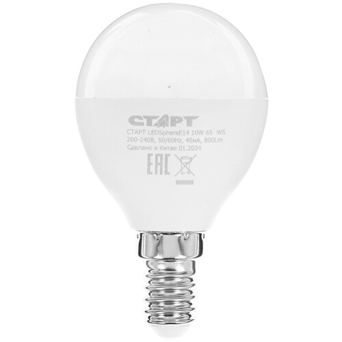 Купить Лампа светодиодная Старт LEDSphereE14 10W 65 WS  9180316. Характеристики, отзывы и цены в Донецке
