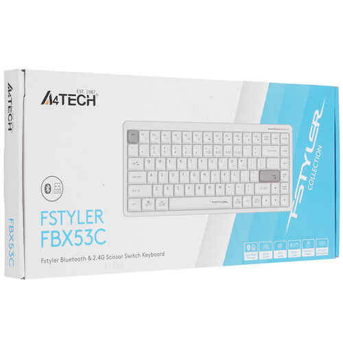 Купить Клавиатура  беспроводная A4Tech Fstyler FBX53C  5616288. Характеристики, отзывы и цены в Донецке
