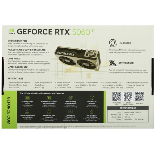 Купить Видеокарта MSI GeForce RTX 5060 Ti INSPIRE 2X OC  5622549. Характеристики, отзывы и цены в Донецке