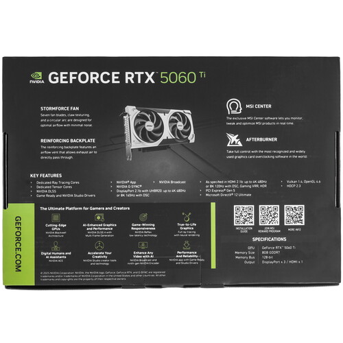 Купить Видеокарта MSI GeForce RTX 5060 Ti VENTUS 2X PLUS OC  5624881. Характеристики, отзывы и цены в Донецке