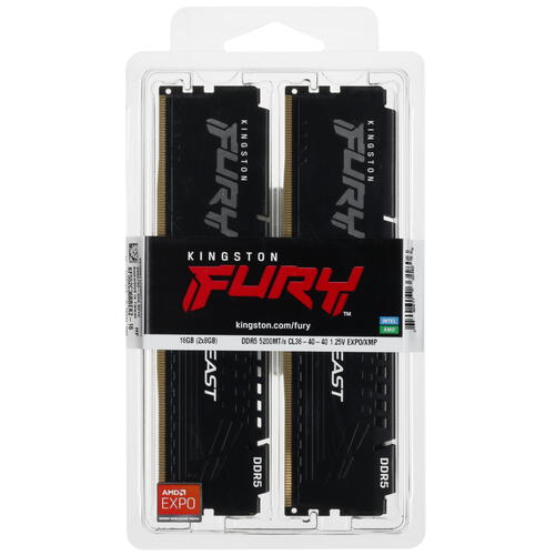 Купить Оперативная память Kingston Fury Beast Black AMD [KF552C36BBEK2-16] 16 ГБ  5093283. Характеристики, отзывы и цены в Донецке