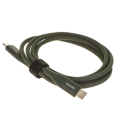 Купить Кабель круглый SOLOVE USB Type-C - USB Type-C зеленый 1 м  9282812. Характеристики, отзывы и цены в Донецке