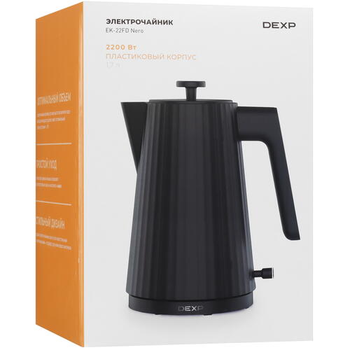 Купить Электрочайник DEXP EK-22FD Nero черный  9000070. Характеристики, отзывы и цены в Донецке